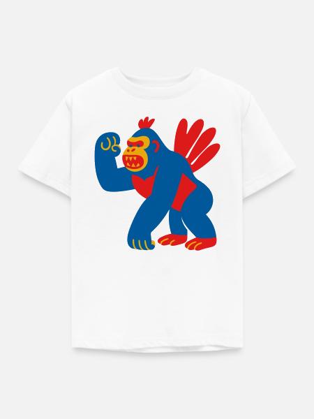 Popart Fantasy Gorilla - Kinder T-Shirt - Weiß