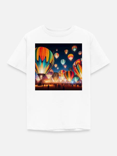 Bunte Nacht-Heißluftballons - Kinder T-Shirt - Weiß