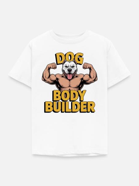 Hunde-Bodybuilder-Fitnessstudio Workout - Kinder T-Shirt - Weiß
