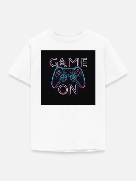 Neon Gaming Controller Design - Kinder T-Shirt - Weiß
