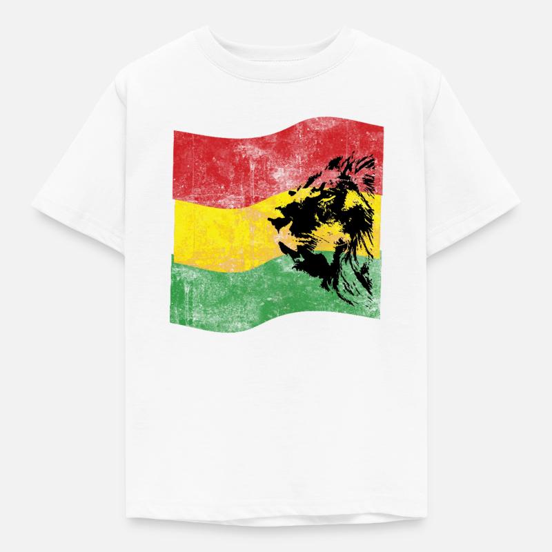 Reggae Löwe mit Flagge - Kinder T-Shirt - Weiß