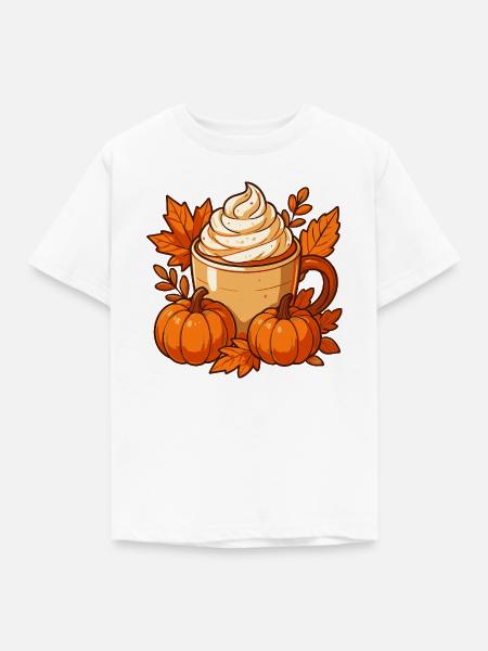 Herbst Kürbis Gewürz Becher Design - Kinder T-Shirt - Weiß