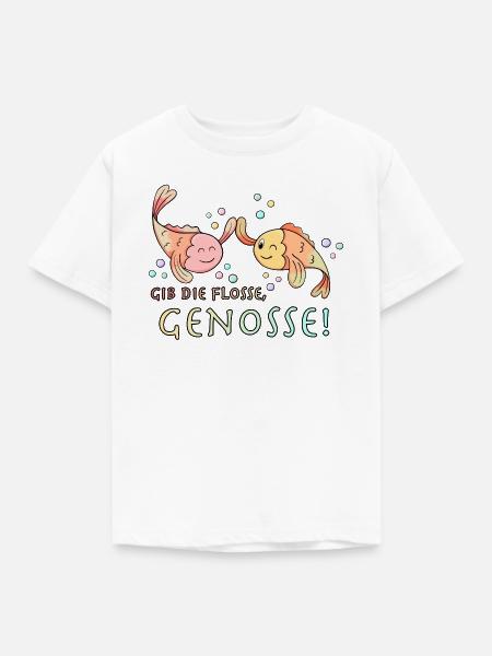 Gib die Flosse Genosse Fisch! - Kinder T-Shirt - Weiß