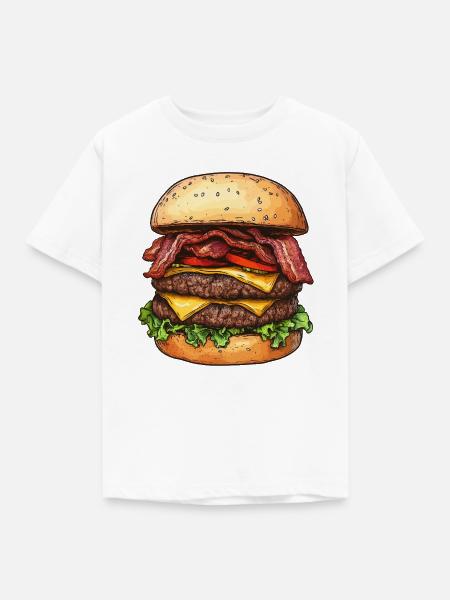 Double Bacon Cheeseburger :) - Kinder T-Shirt - Weiß