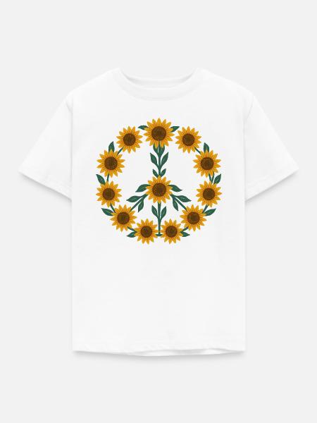 Sonnenblumen-Friedenssymbol-Design - Kinder T-Shirt - Weiß