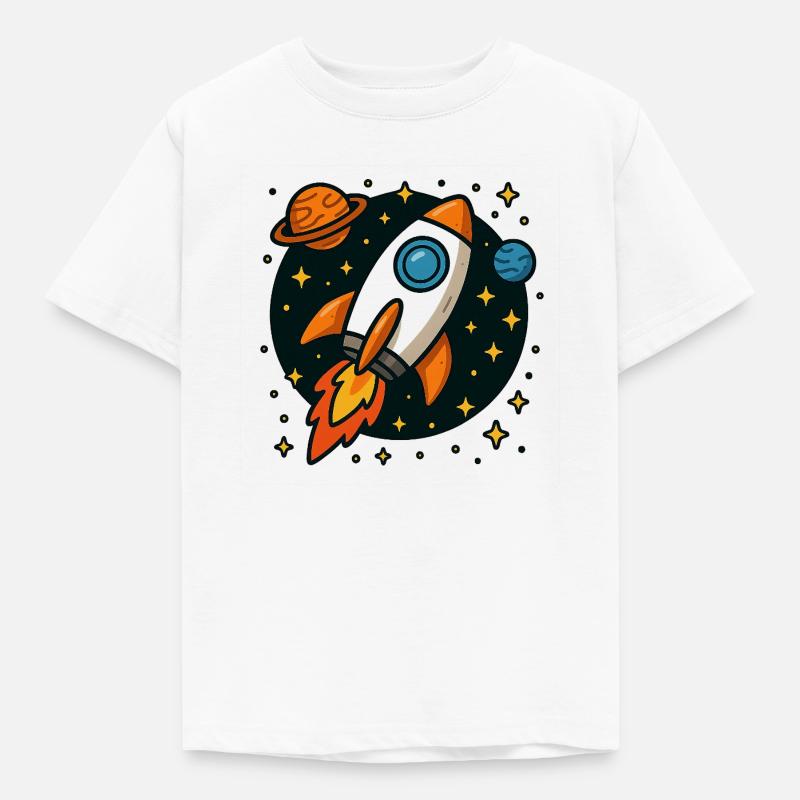 Fusée spatiale rétro en orbite stellaire - T-shirt Enfant - blanc