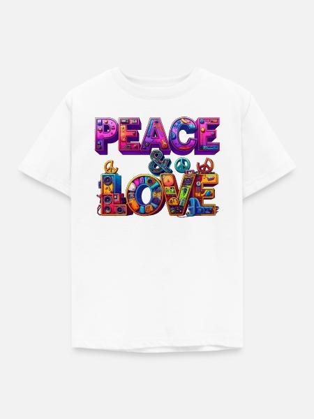 Peace & Love - Kinder T-Shirt - Weiß