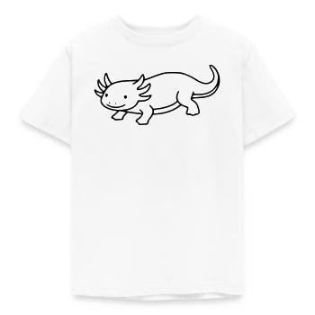 Axolotl Strichzeichnung | Minimalistischer Lurch - Kinder T-Shirt - Weiß - Vorne - AI Model Kid Male (0cm)