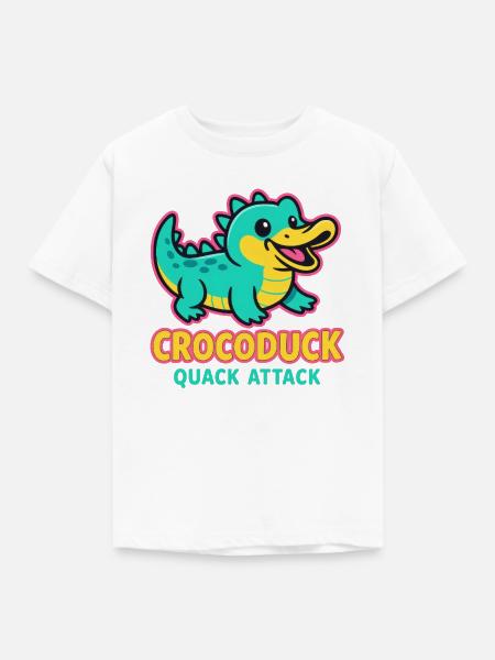 Crocoduck - Quack Attack - Kinder T-Shirt - Weiß