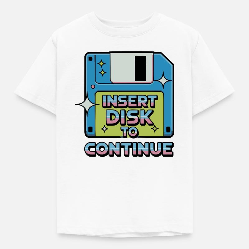 Y2K Retro – Insert Disk to Continue - Kinder T-Shirt - Weiß