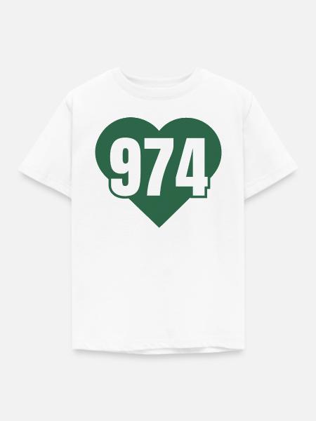 Herz 974 Code Grün - Kinder T-Shirt - Weiß