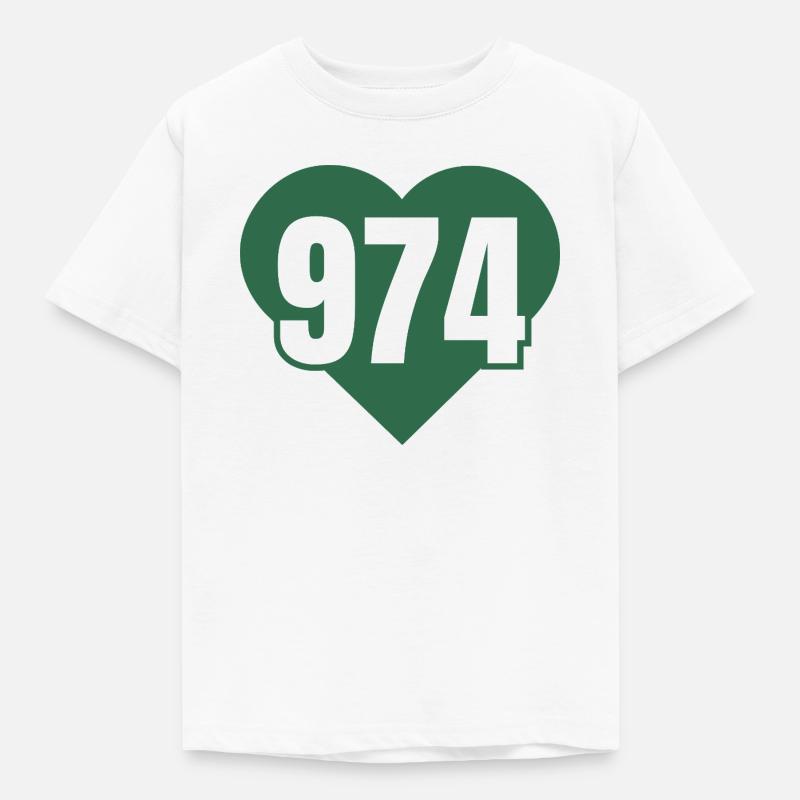 Coeur 974 Code Vert - T-shirt Enfant - blanc