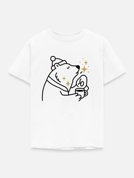 Sternenglitzer Bär Kaffeezauber - Kinder T-Shirt - Weiß