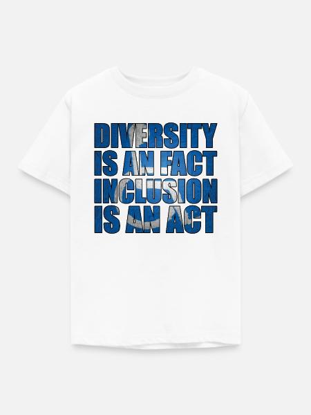 Vielfalt ist Fakt, Inklusion Handeln - Kinder T-Shirt - Weiß
