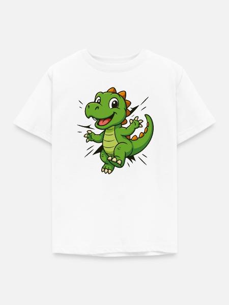 Süßer Comic Dino – Kinder & Dinosaurier Fans - Kinder T-Shirt - Weiß