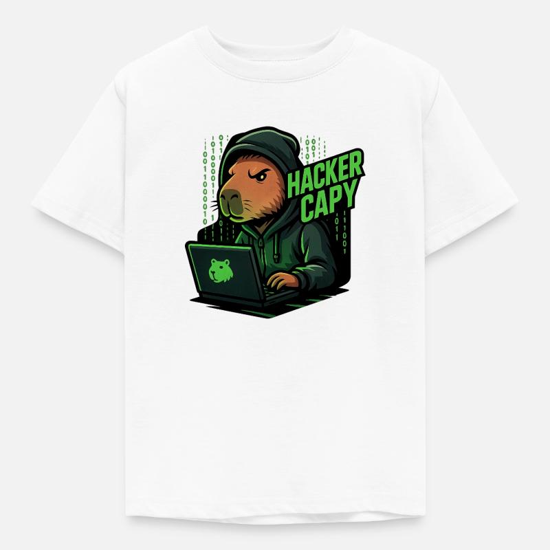 Hacker Capy – Cyber Capybara Tech - Kids' T-Shirt - white