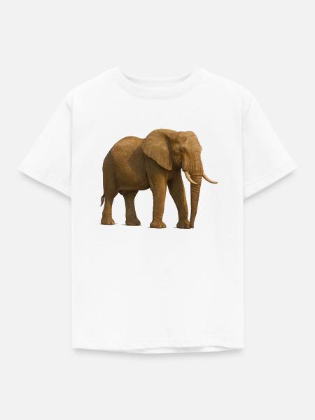 Elefant in Naturtönen - Kinder T-Shirt - Weiß