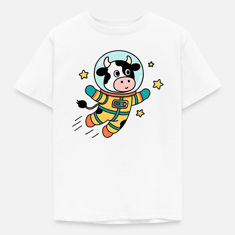 Vache Astronaute dans l'espace - T-shirt Enfant - blanc