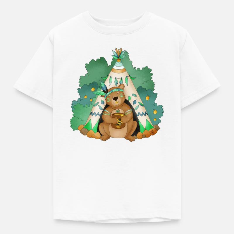 ours devant son tipi - T-shirt Enfant - blanc
