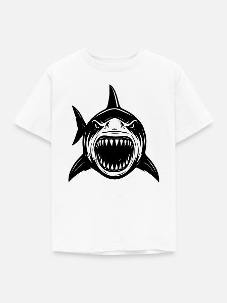 Weißer Hai Shark Attack Angriff - Kinder T-Shirt - Weiß