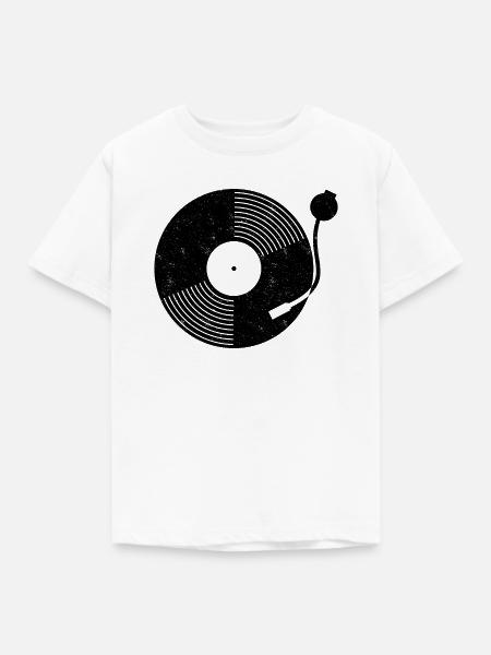Plattenspieler-Vinyl-Musikplayer - Kinder T-Shirt - Weiß
