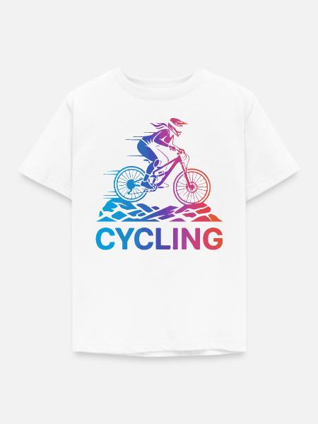 Steigungsradfahrer auf rauem Trail - Kinder T-Shirt - Weiß