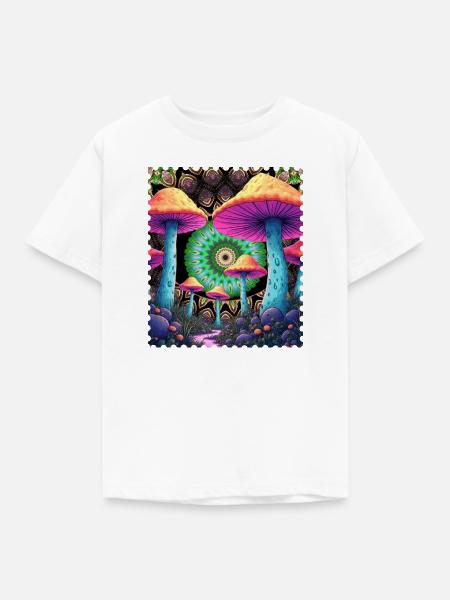 Psychedelische Pilze im Mandalawald - Kinder T-Shirt - Weiß