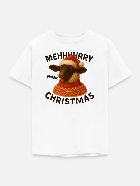 Meh Weihnachts-Schaf-Pullover - Kinder T-Shirt - Weiß