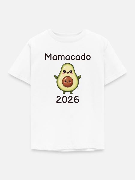 Mamacado 2026 – werdende Mama Avocado - Kinder T-Shirt - Weiß