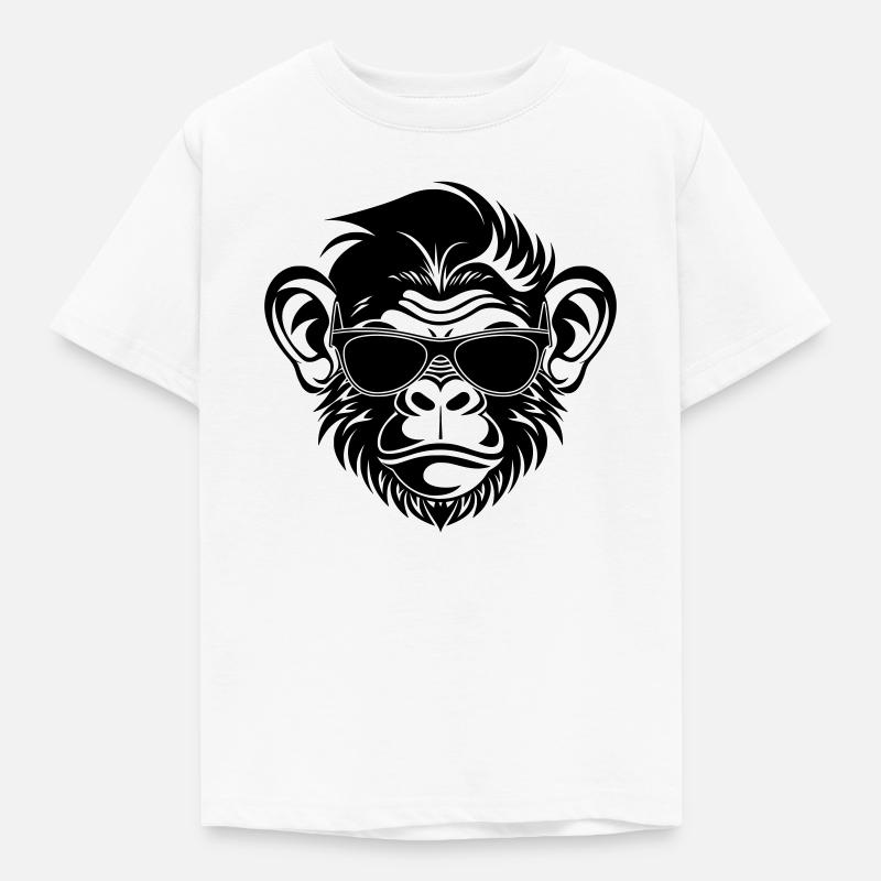 Cool Monkey Head with Sunglasses - Kids' T-Shirt - white