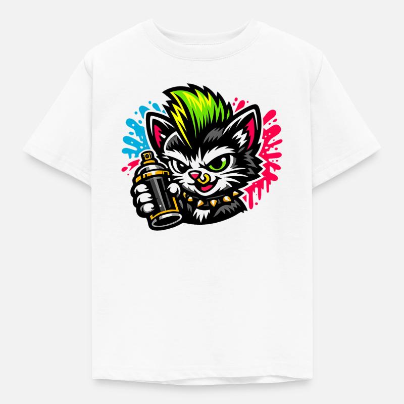 Graffiti Cat Spray Dot - Kids' T-Shirt - white