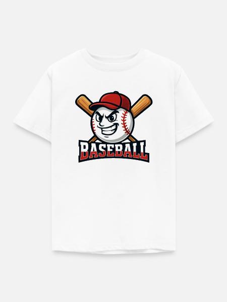 Baseball-Maskottchen - Kinder T-Shirt - Weiß