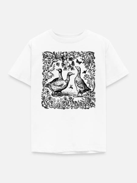 Gänse am See Silhouette - Kinder T-Shirt - Weiß