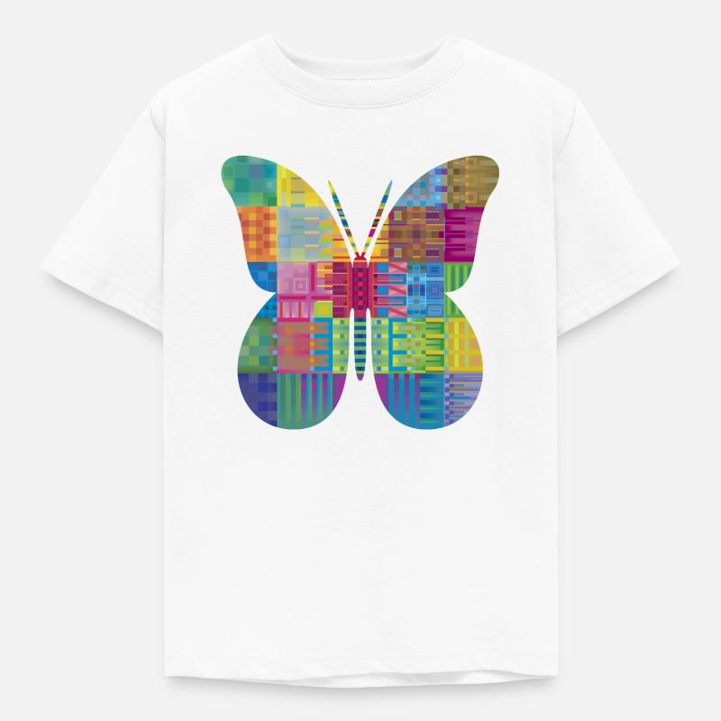 Papillon coloré en patchwork - T-shirt Enfant - blanc