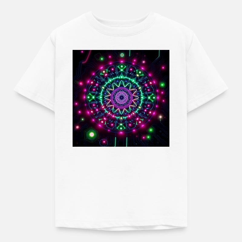 Neon Mandala Cyber Galaxy Pattern - Kids' T-Shirt - white