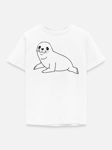 Seehund Robbe - Kinder T-Shirt - Weiß