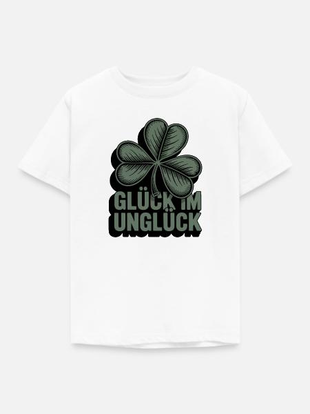Glück im Unglück Kleeblatt-Design - Kinder T-Shirt - Weiß