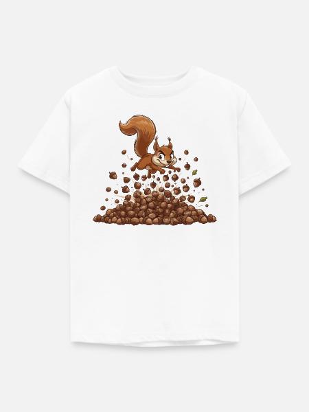 Eichhörnchen Nusssturm - Kinder T-Shirt - Weiß