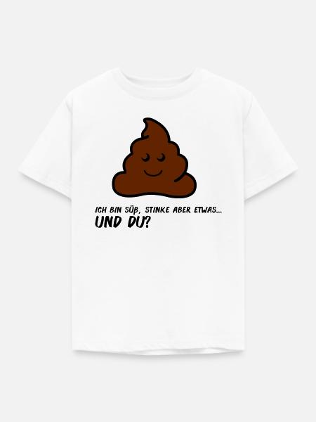 Freundliches Poo AA Comic Gesicht - Kinder T-Shirt - Weiß