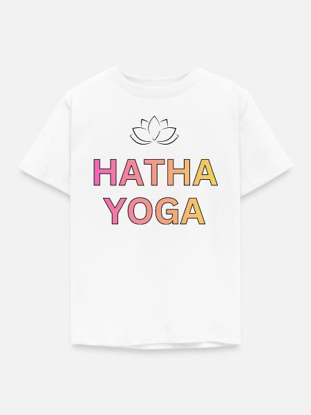 Hatha Yoga Gradient Schrift - Kinder T-Shirt - Weiß