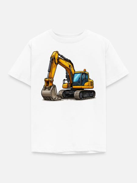 Gelber Bagger - Kinder T-Shirt - Weiß
