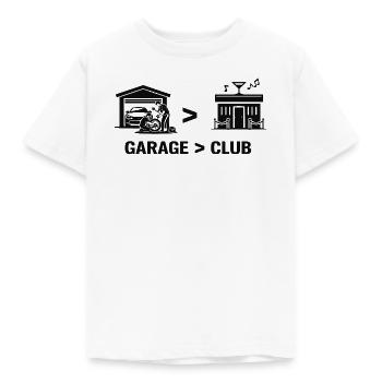 Garage vs Club Werkstatt Nacht - Kinder T-Shirt - Weiß - Vorne - AI Model Kid Male (0cm)