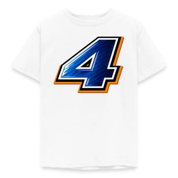 Nummer 4 Fußball Trikot Sportliches Design  - Kinder T-Shirt - Weiß - Vorne - AI Model Kid Male (0cm)