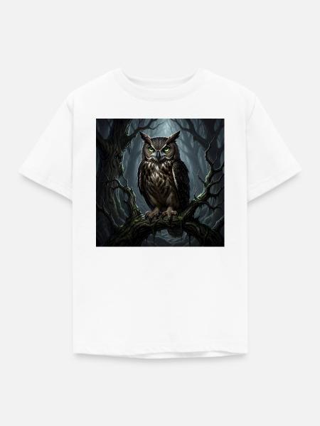Uhu im Mystischen Wald - Kinder T-Shirt - Weiß
