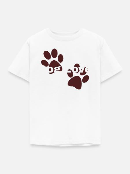 Dog Love – Pfoten Paar - Kinder T-Shirt - Weiß