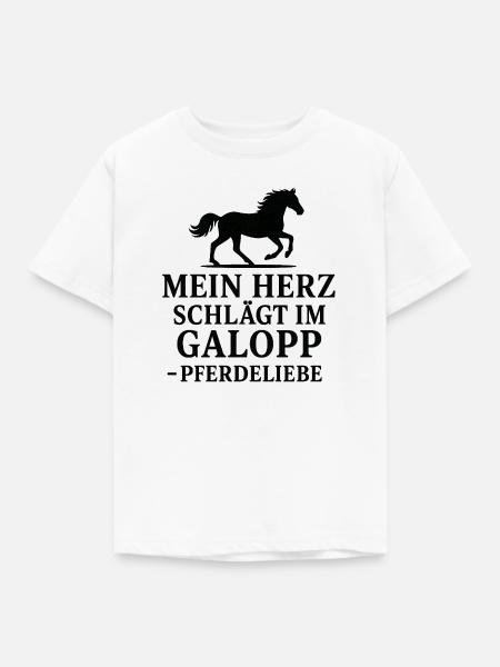 Galopp Herz – Pferdeliebe - Kinder T-Shirt - Weiß