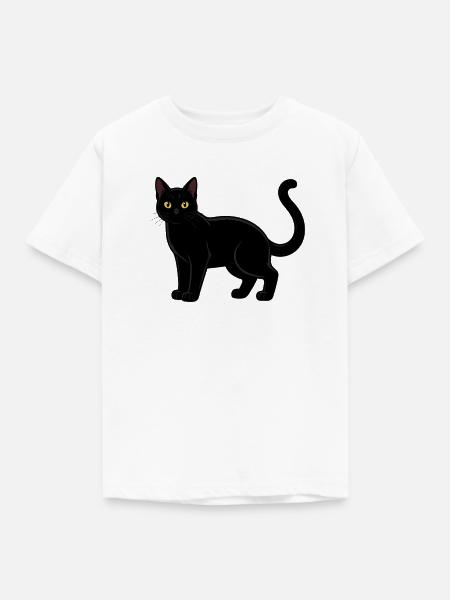 Schwarze Katze Katzenshirt Geschenk - Kinder T-Shirt - Weiß