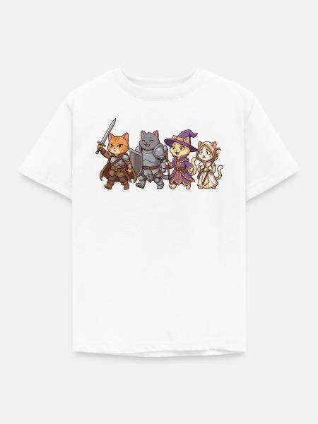 RPG Cats Dungeon Party Fantasy - Kinder T-Shirt - Weiß