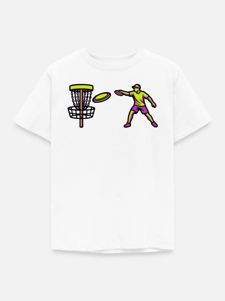 Discgolf Spieler Wurf Grafik - Kinder T-Shirt - Weiß