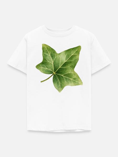 Efeublatt Aquarell Illustration - Kinder T-Shirt - Weiß